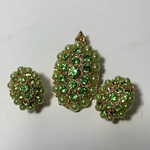 Green Earring and Pendant Set